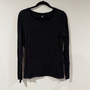 ALO YOGA Cool Fit Black Bamboo Blend Long Sleeve Top Size XL
